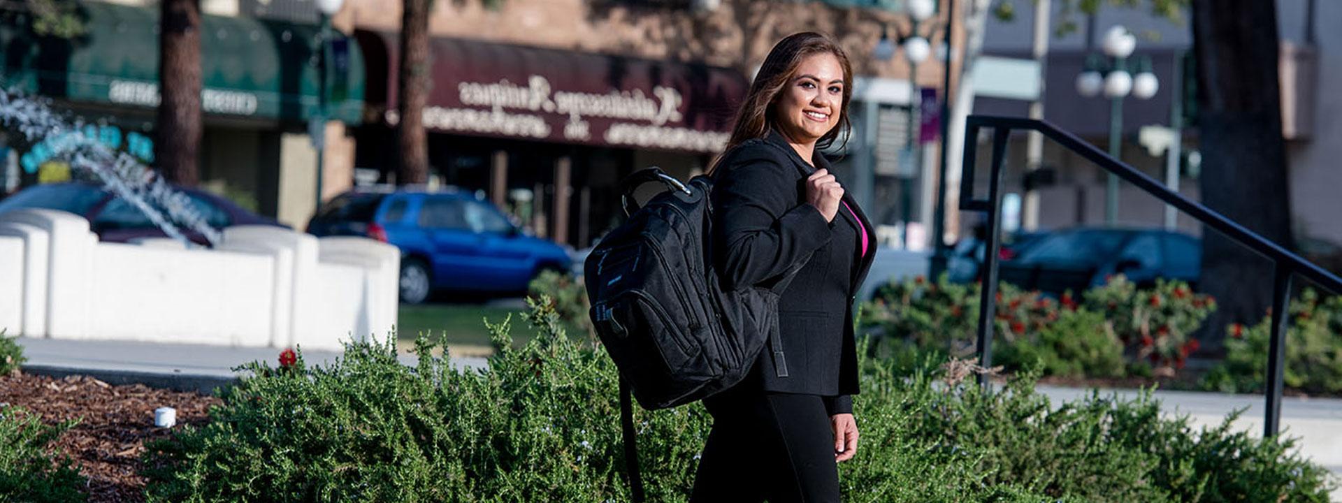 Student with a backpack 