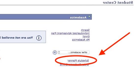 Student Center page with with highlights showing the link to Schedule Planner
