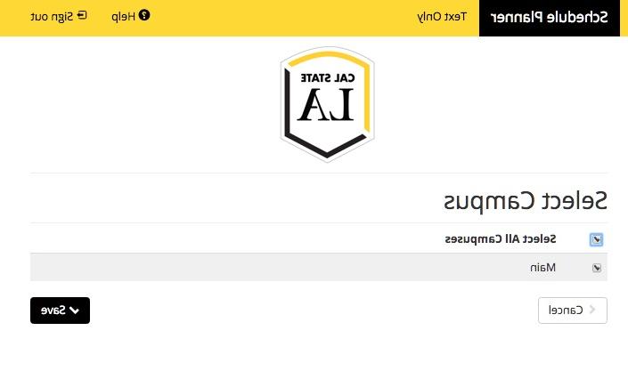 Screenshot of Schedule Planner showing checkboxes for Select Campus and showing Campus as Main